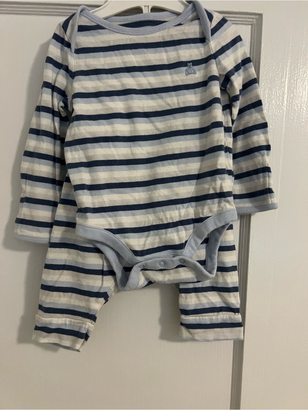 Organic Striped Long-Sleeve Baby One-Piece and Pants Set